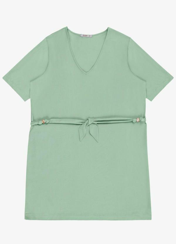 Vestido Feminino Plus Curto Decote V Verde