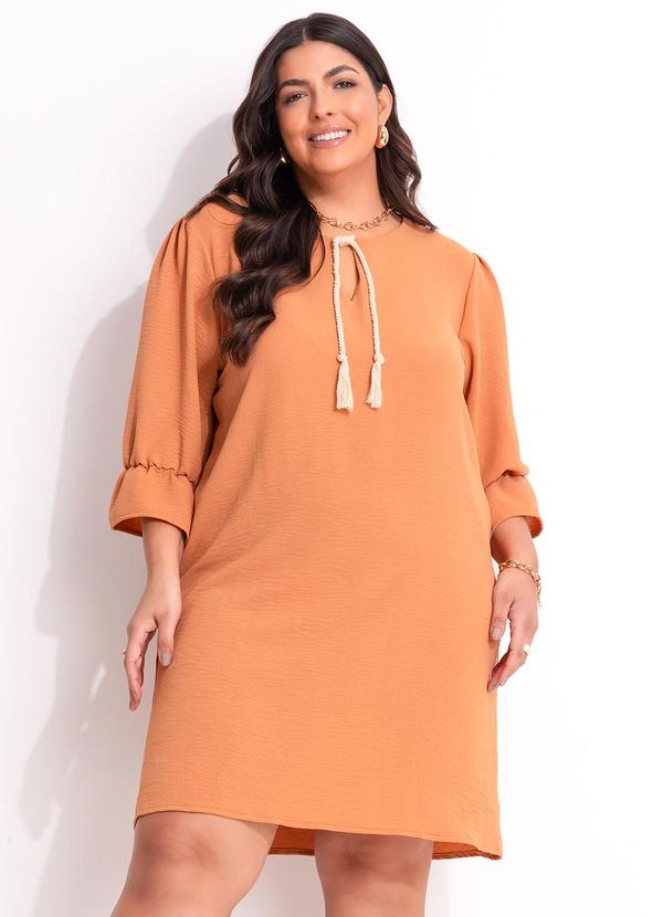 Vestido Ferrugem em Crepe Plano