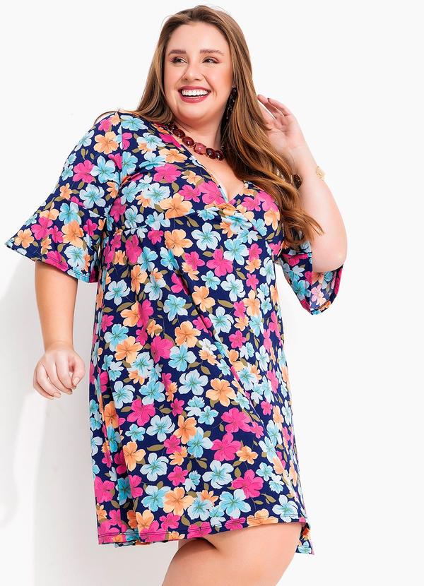 Vestido Floral Colorido em Malha Fria