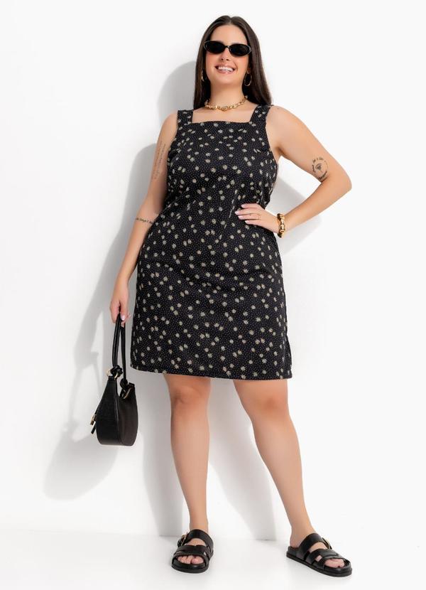 Vestido Liberty Margaridas em Malha de Poliéster