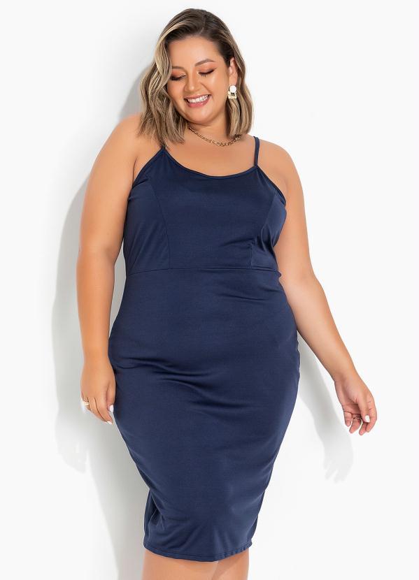Vestido Marinho com Alças Plus Size