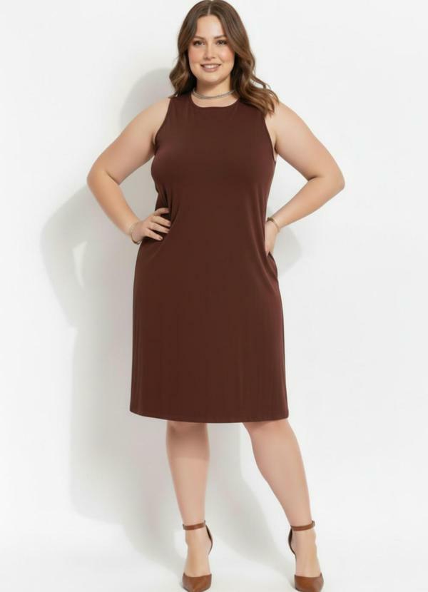 Vestido Marrom em Malha de Algodão