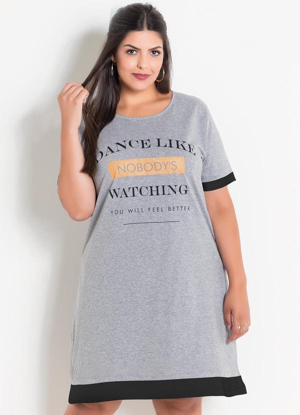 Vestido Mescla Plus Size com Estampa Frontal