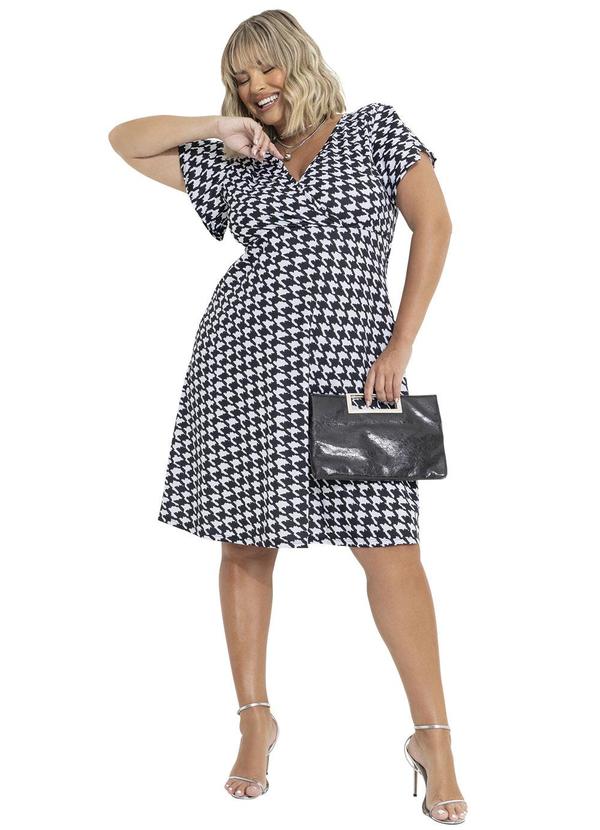 Vestido Pied de Coq Plus Size
