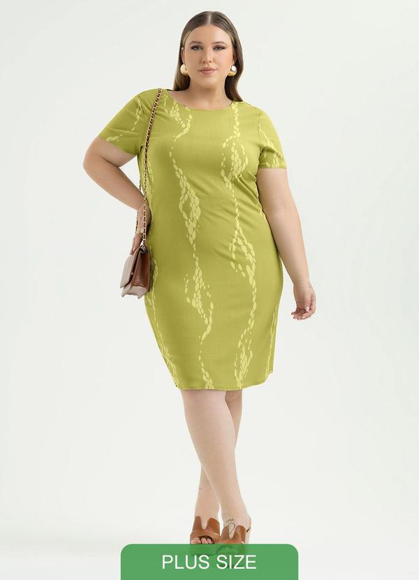 Vestido Plus Size Curto Canelado Verde