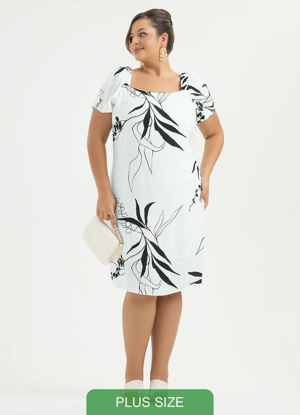 Vestido Plus Size Curto em Viscose Off White