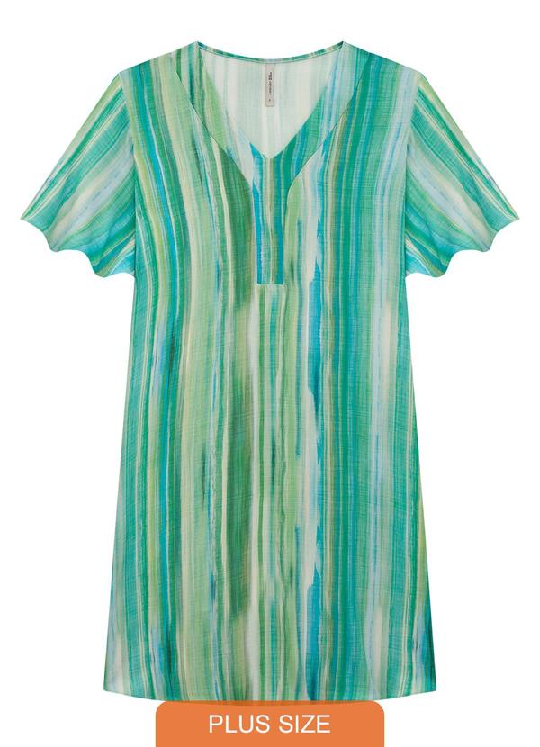 Vestido Plus Size Curto Estampado Verde