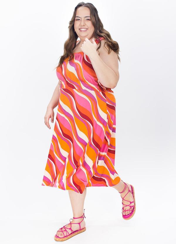 Vestido Psicodélico Rosa em Poliflex