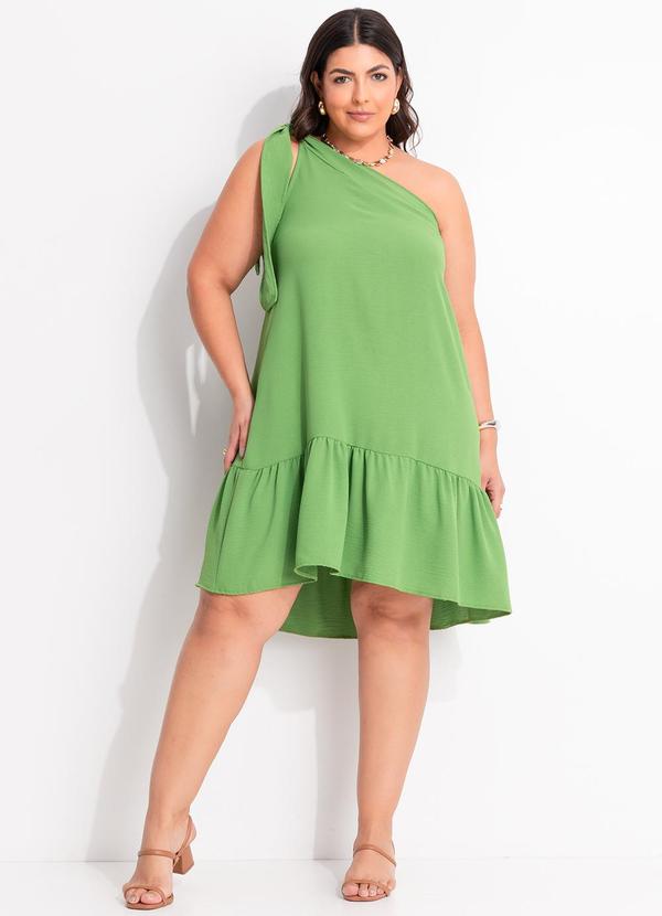 Vestido Verde Claro em Crepe Plano