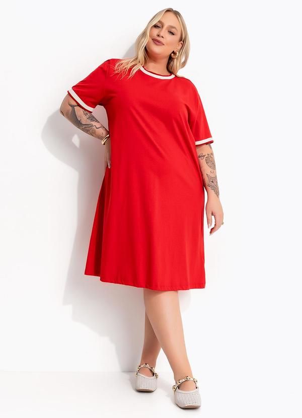 Vestido Vermelho em Malha de Algodão