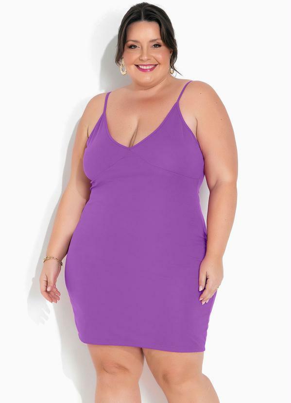 Vestido Violeta com Alcinhas Plus Size