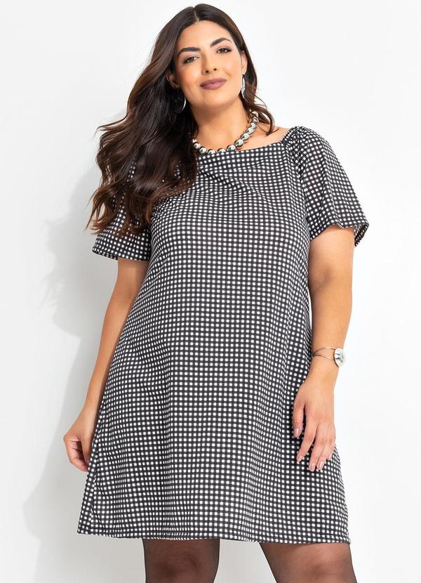 Vestido Xadrez Preto e Branco em Malha