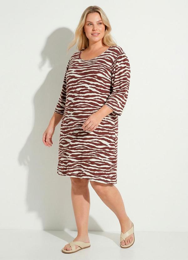 Vestido Zebra Marrom em Malha de Viscose