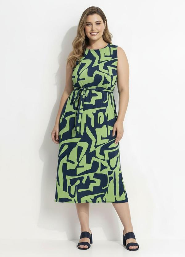 Vestido Abstrato Verde em Canelado