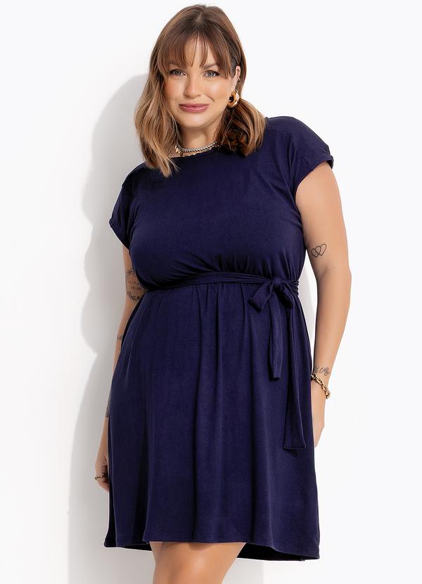 Vestido Azul Marinho em Malha Suede