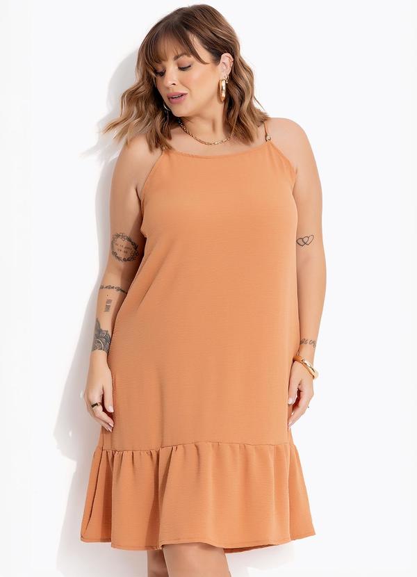 Vestido Bege em Crepe Plano