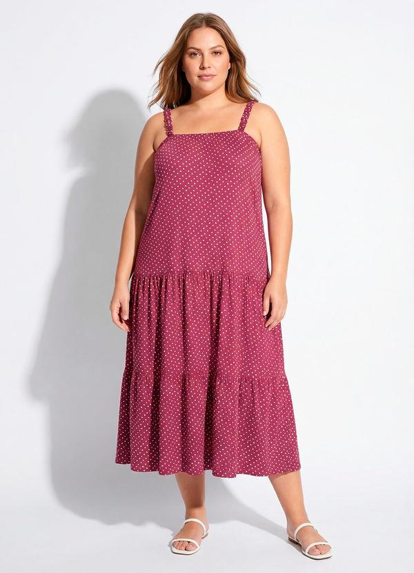 Vestido Poá Rosa em Malha de Viscose com Elastano