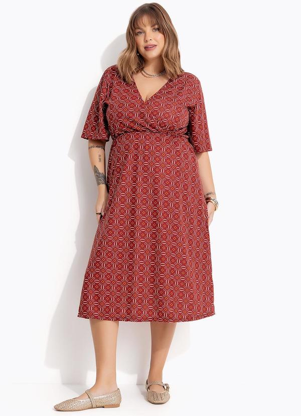 Vestido Floral Vermelho em Malha