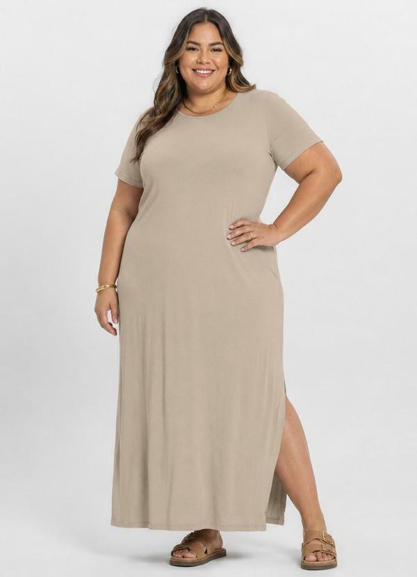 Vestido Feminino Midi Plus Size Marrom