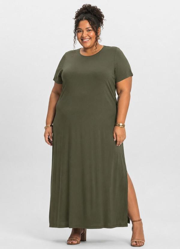 Vestido Feminino Midi Plus Size Verde