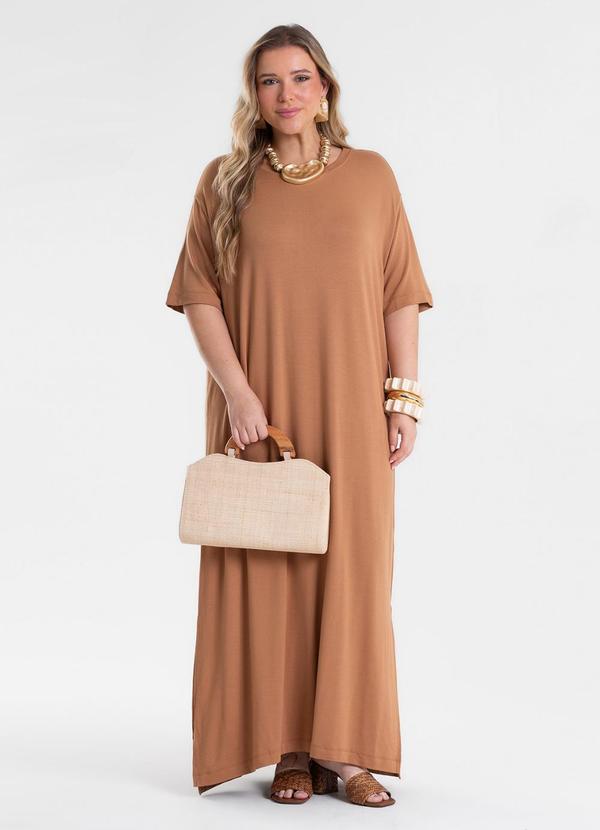 Vestido Feminino Super Midi Molecotton Marrom
