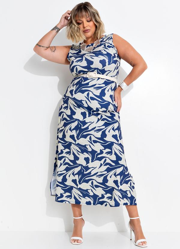 Vestido Linho Abstrato em Poliflex