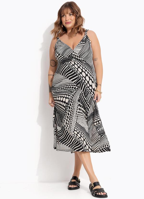 Vestido Poá Abstrato em Canelado