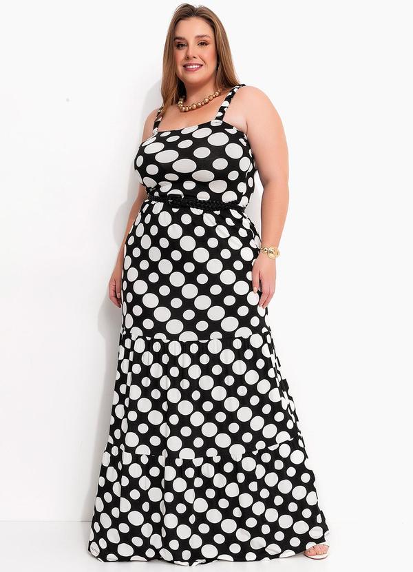 Vestido Poá Preto em Malha de Viscose
