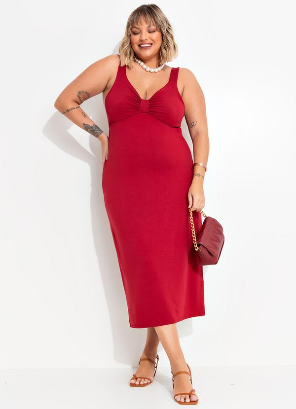 Vestido Vermelho em Malha de Viscose
