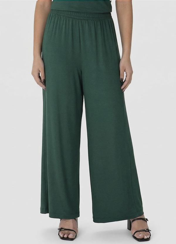 Calça Wide Leg em Moletinho Malwee Plus Verde