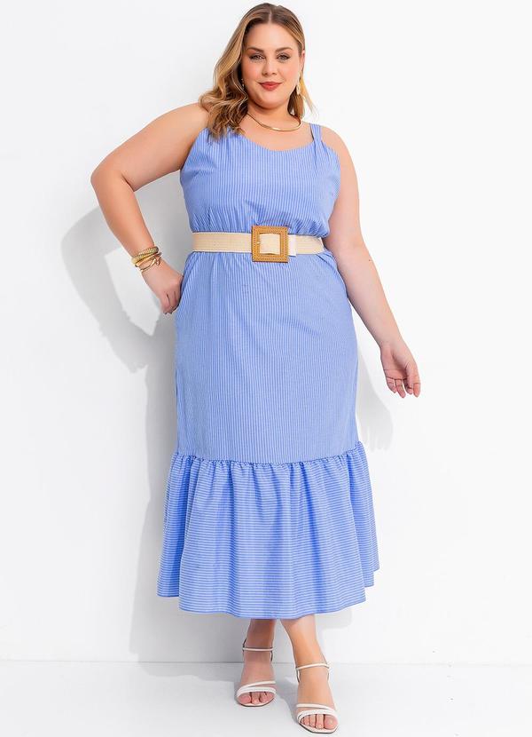 Vestido Azul em Tecido Plano de Alfaiataria