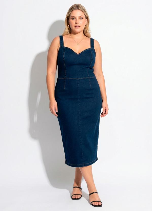 Vestido Azul Escuro em Jeans com Elastano
