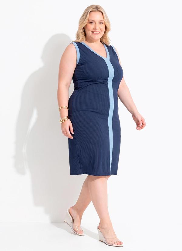 Vestido Azul Marinho em Malha Canelada