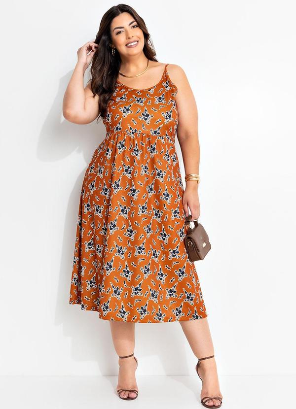 Vestido Buquê de Flores em Jersey Acetinado
