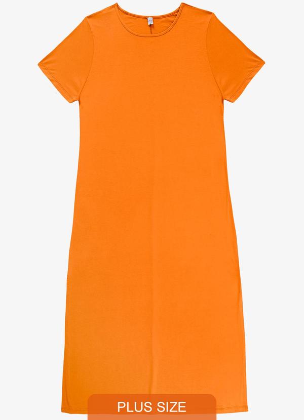 Vestido Feminino Midi Plus Size Laranja