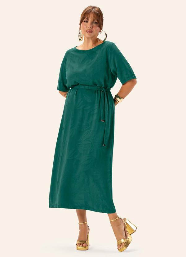 Vestido Feminino Plus Decote Canoa Verde