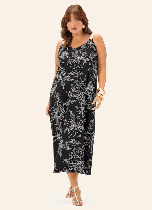 Vestido Feminino Plus Midi Preto