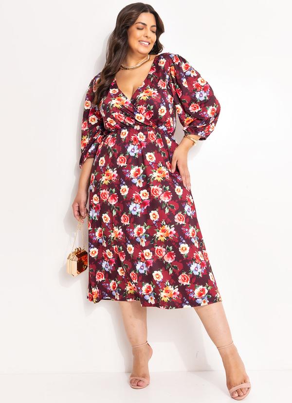 Vestido Floral Capa de Sofá em Malha Fria