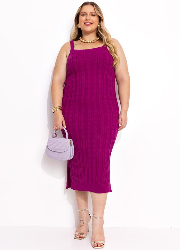 Vestido Fúcsia em Tricô