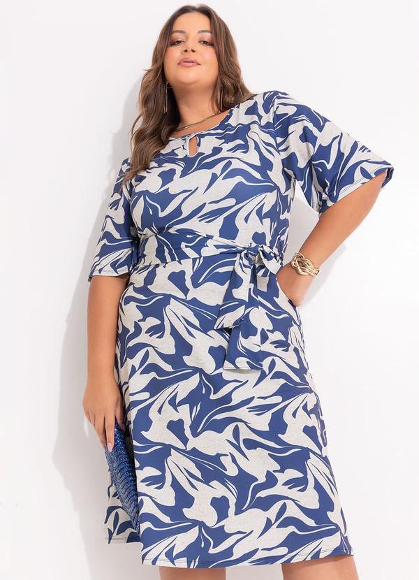 Vestido Linho Abstrato em Poliflex