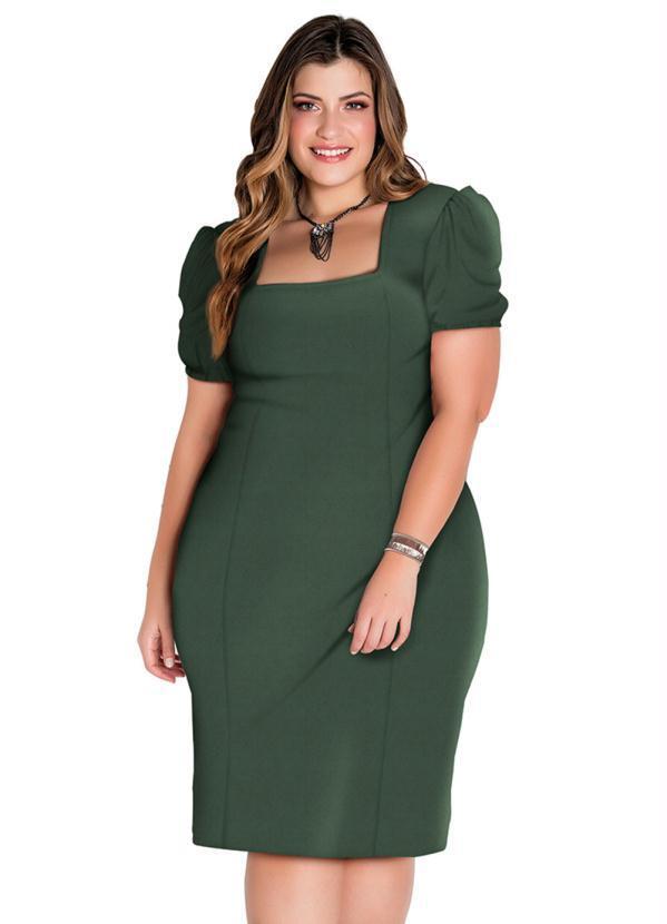 Vestido Mangas Princesa Verde Plu Size
