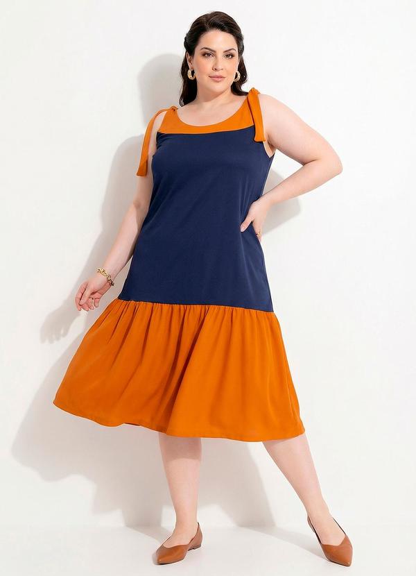Vestido Marinho e Caramelo em Malha