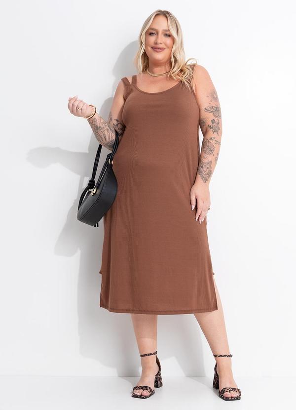 Vestido Marrom em Malha Canelada