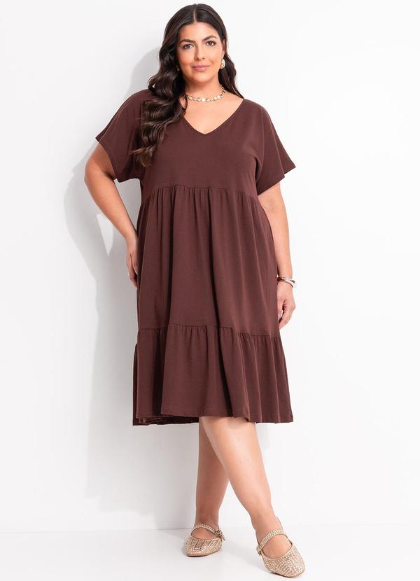 Vestido Marrom em Malha de Algodão