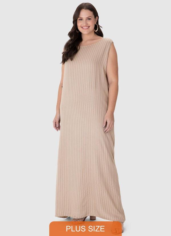 Vestido Mídi Amplo em Lurex Plus Areia