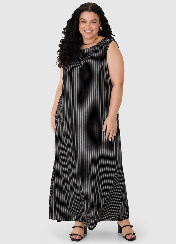 Vestido Mídi Amplo em Lurex Plus Preto