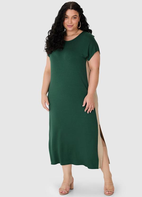 Vestido Mídi Amplo Plus Verde Militar