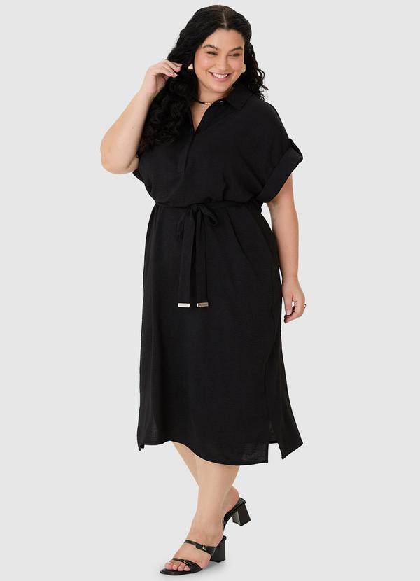 Vestido Mídi Chemise Mullet Plus Preto