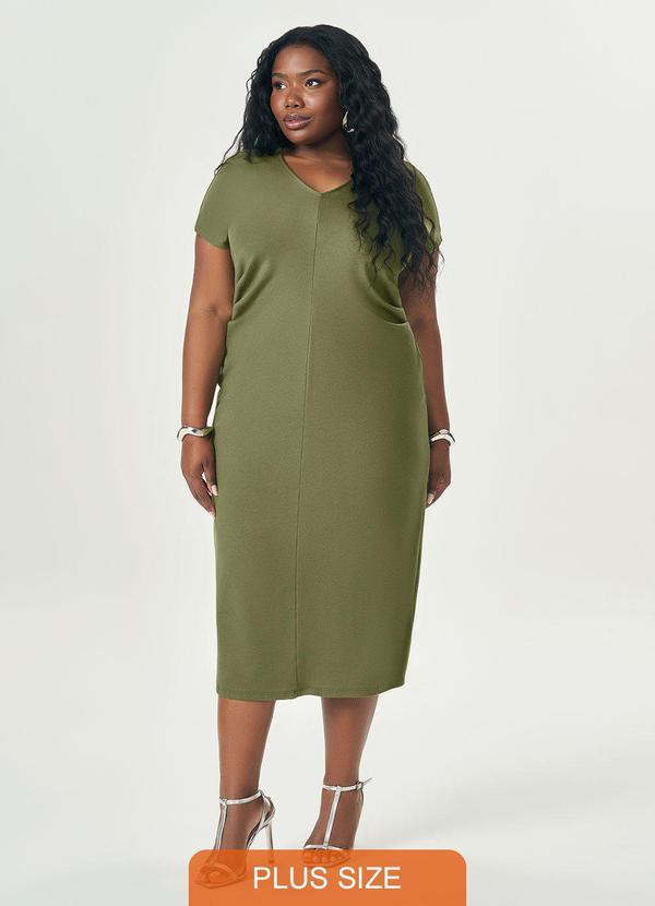 Vestido Midi com Decote V Verde