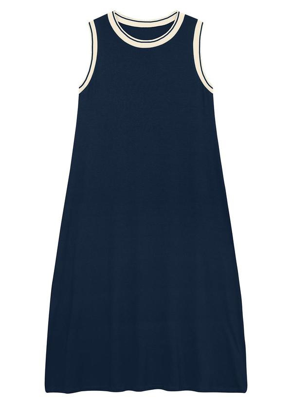 Vestido Mídi Evasê em Moletinho Azul Marinho